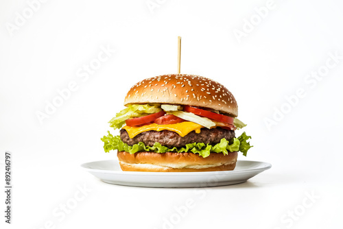 Classic Cheeseburger on a White Plate