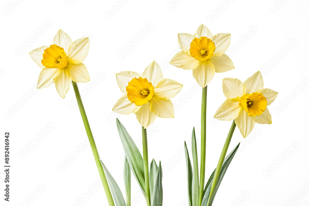 Obraz premium Close Up of Yellow and White Daffodils