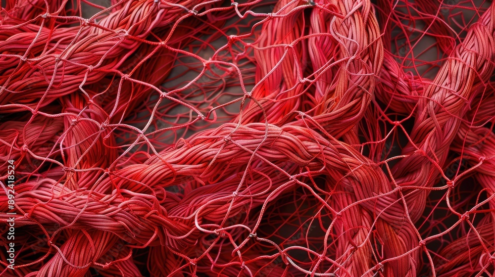 Background of tangled red fishing net Background of tangled red fishing net