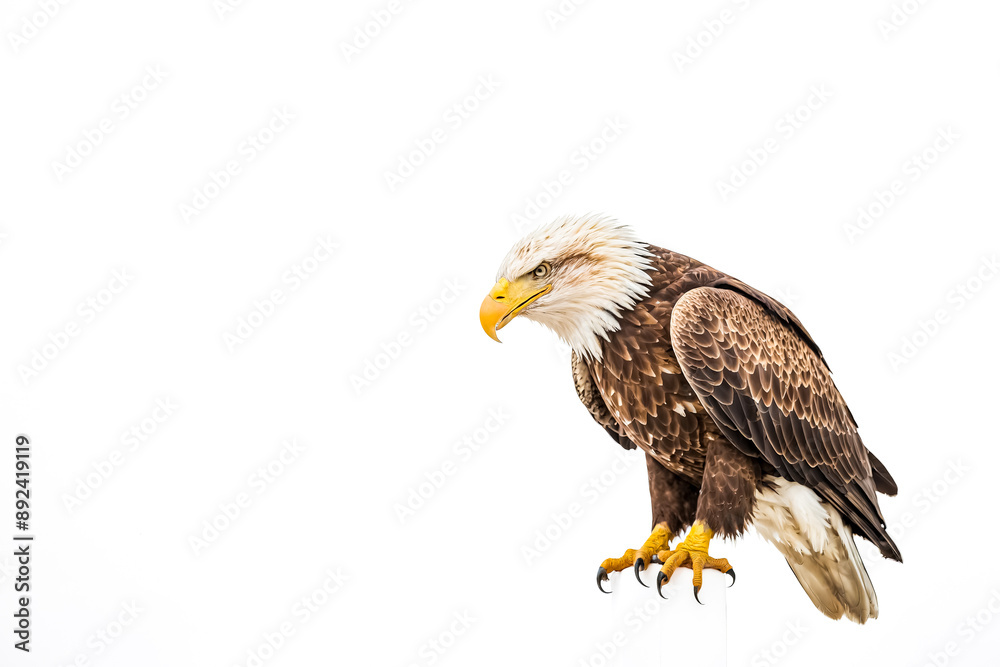 Obraz premium Bald Eagle Perched on a White Surface