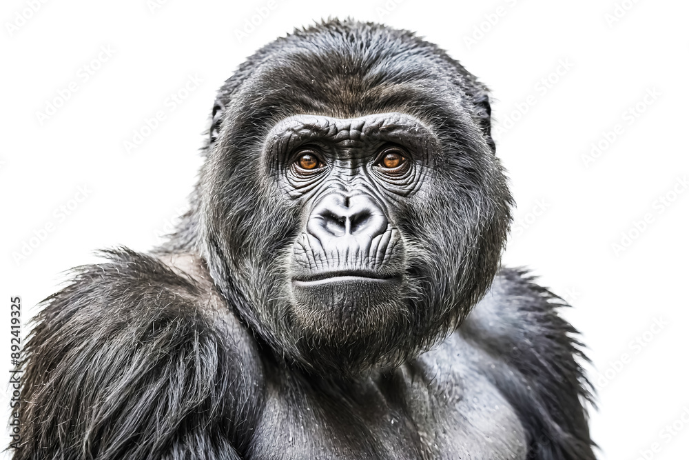 Close-up portrait of a gorilla with intense eyes Close-up portrait of a gorilla with intense eyes