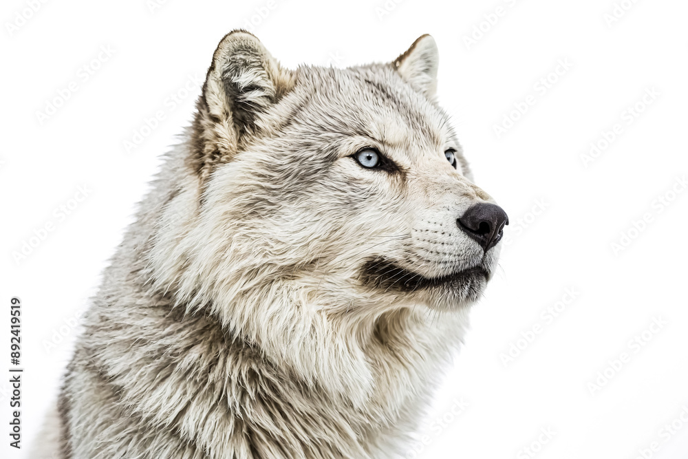 Fototapeta premium Close-up of a white wolf's face, looking to the side