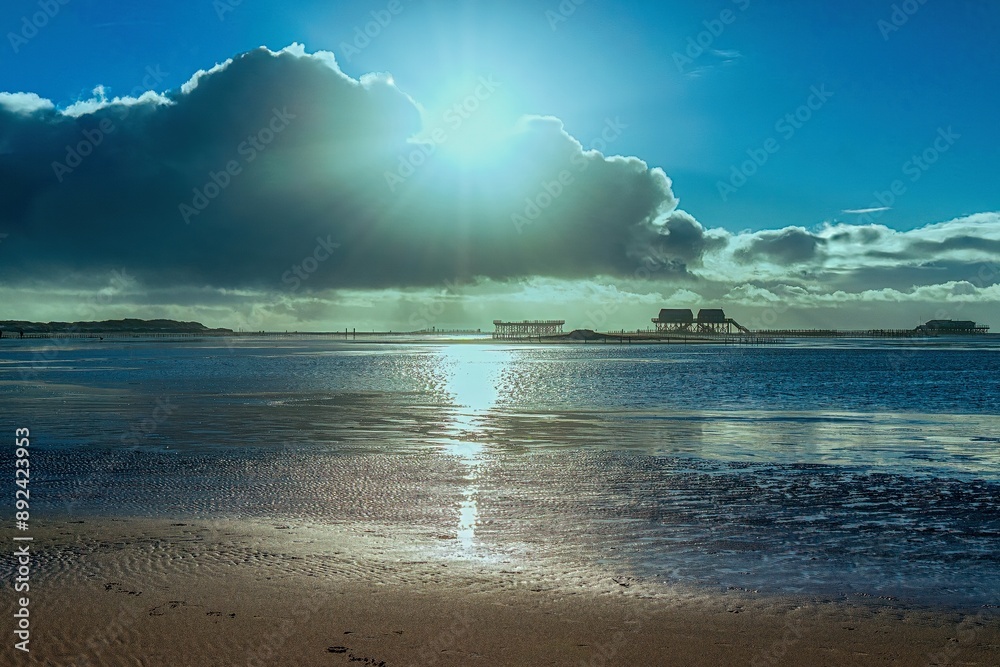 Blue hour on the beach in Sankt-Peter-Ording