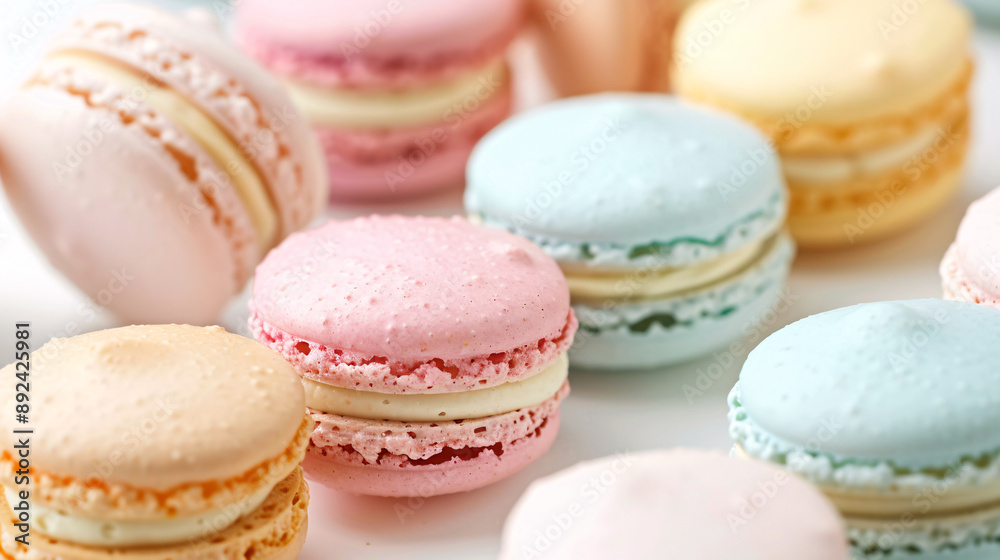 Freshly baked macarons in pastel colors Freshly baked macarons in pastel colors