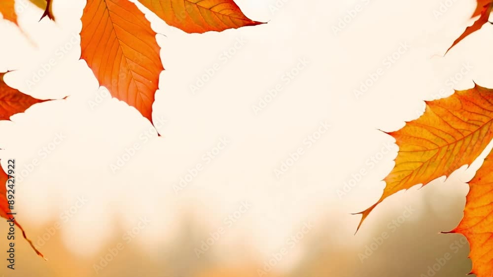 Autumn background with frame of maple leaves. Beautiful autumn landscape with yellow and orange tones an sunlight. Colorful foliage in the park. Falling leaves natural background Copy space 4k video Autumn background with frame of maple leaves. Beautiful autumn landscape with yellow and orange tones an sunlight. Colorful foliage in the park. Falling leaves natural background Copy space 4k video