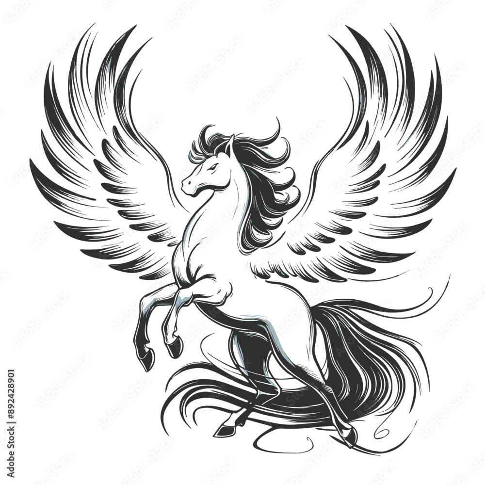 Fototapeta premium A winged horse Pegasus with its wings outstretched