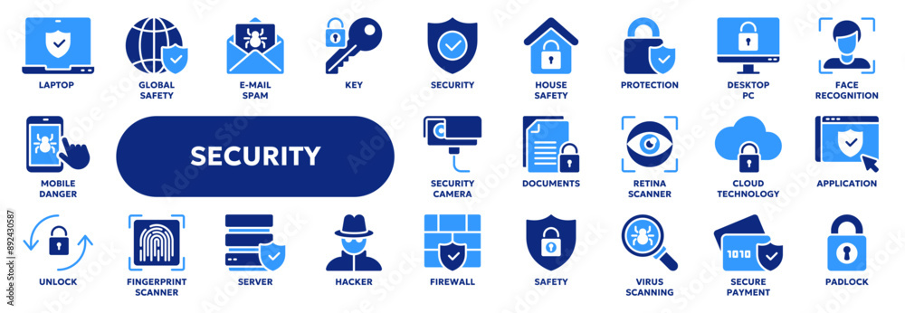 Set of vector solid icons related to security, safety, protection. Symbols for website or app ui, logo design, illustration Set of vector solid icons related to security, safety, protection. Symbols for website or app ui, logo design, illustration