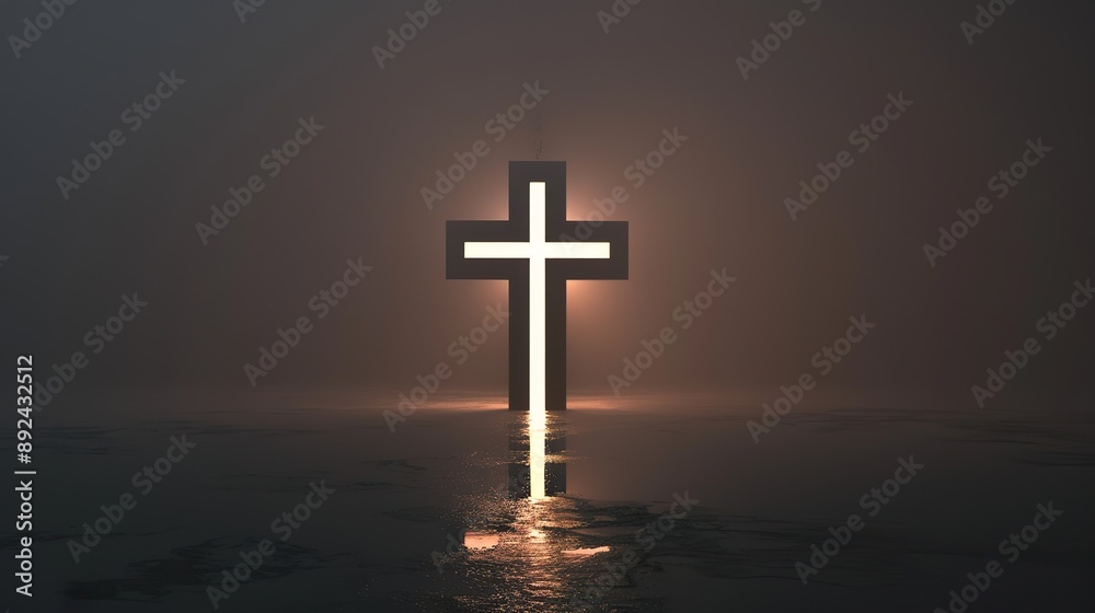 Minimalist cross with a soft glow background Minimalist cross with a soft glow background