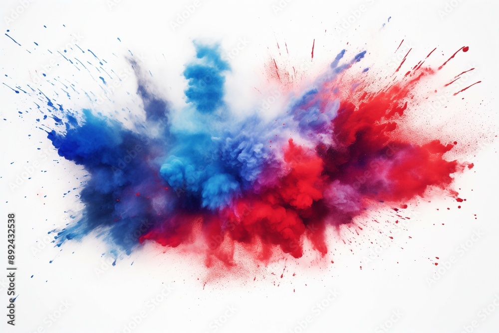 Labor Day red, white, and blue dust explosion background splash of American flag colors smoke dust on white background Independence Day Labor Day red, white, and blue dust explosion background splash of American flag colors smoke dust on white background Independence Day