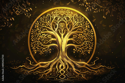 Golden Tree of Life Symbol. photo