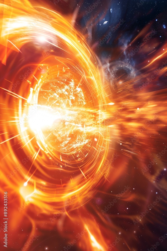 Fototapeta premium Visualize the process of atomic fusion in a star's core