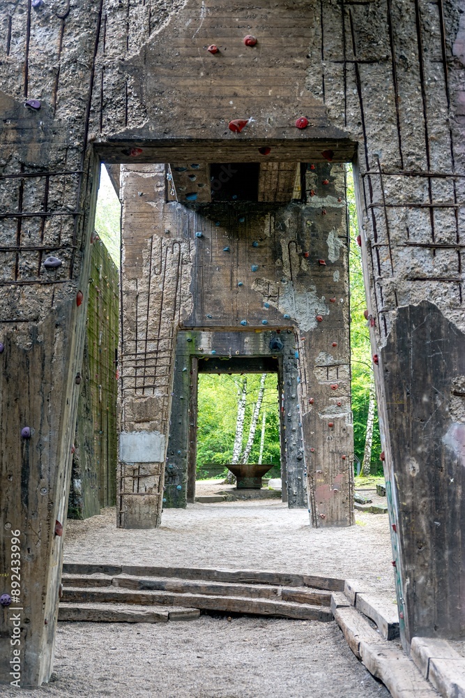 Interesting climbing wall in a disused industrial area