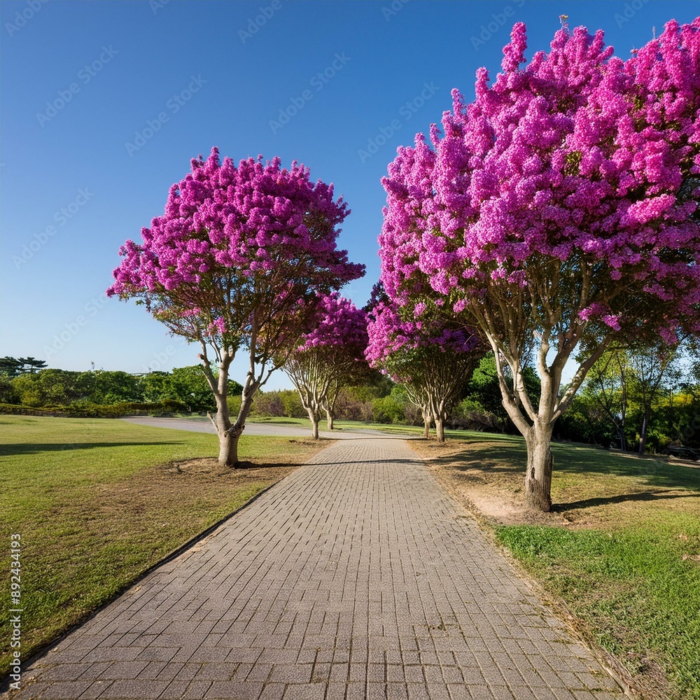 Beautiful purple pink crepe myrtle trees in bloom Beautiful purple pink crepe myrtle trees in bloom