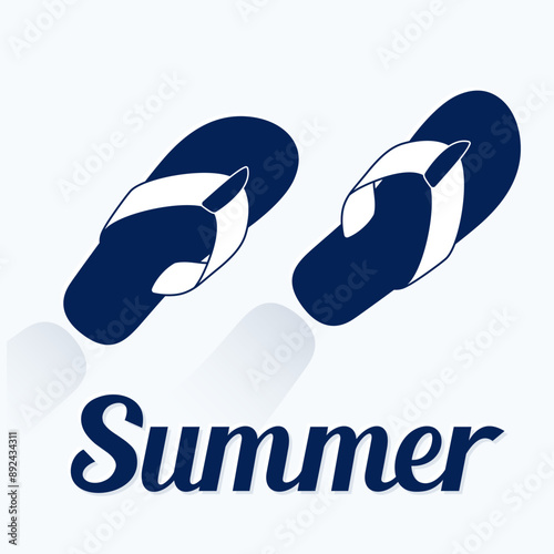 Summer Logo beach slippers swimwear sandals silhouette. Vector illustration