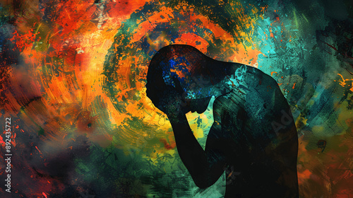 Abstracts portraits showing different human emotions and mental health issues