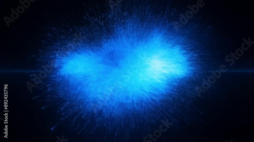 Wallpaper Mural Blue Particle Explosion on Black Background - Abstract, light, burst, energy, dynamic, bright, glowing, particles
 Torontodigital.ca