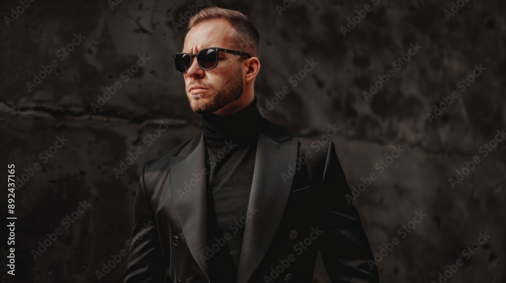 Stylish Man in Black Suit
