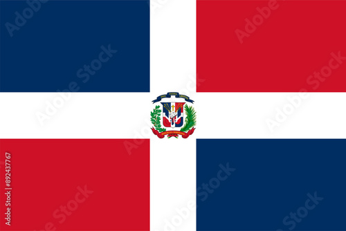 Dominican Republic flag. Flag of Republic Dominican Quality line and colour. Accurate dimensions and official colors. Symbol of patriotism and freedom. vector illustration