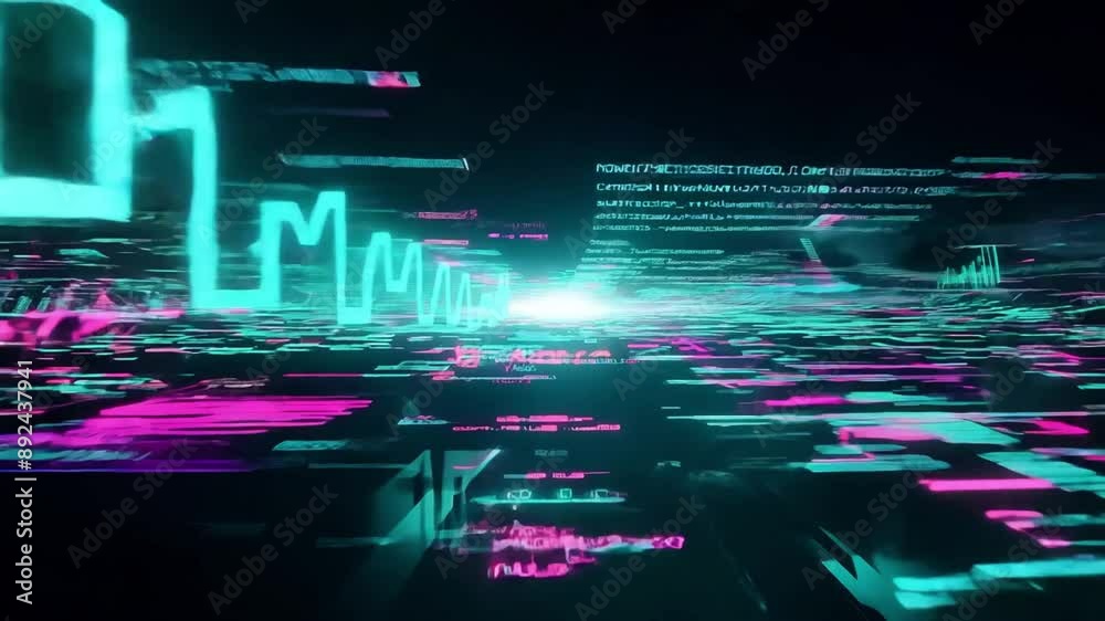 Hacker Cyberspace with Digital Code - Abstrakt Hacking, technology, virtual, data, internet, matrix
