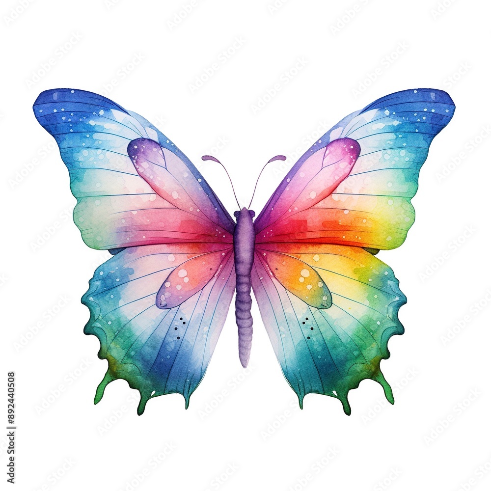 A colorful butterfly with a rainbow pattern on its wings A colorful butterfly with a rainbow pattern on its wings
