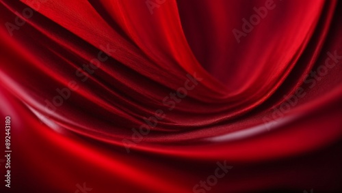 Crimson Silk Drape: Dramatic and elegant, a luxurious red silk fabric drapes in a captivating flow, capturing the rich texture and vibrant color of this timeless material. 