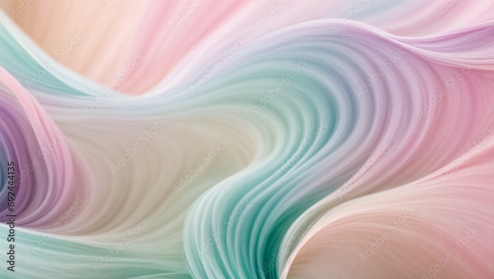 Obraz premium Pastel Dream: Abstract art with soft pastel colors, fluid, flowing lines, and a dreamy, ethereal atmosphere. Perfect for backgrounds, branding, and design projects. 