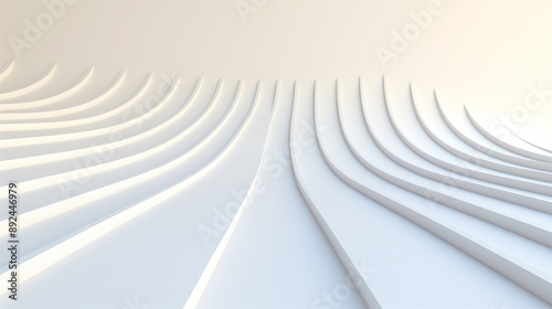 Minimalist White Curves Abstract Design