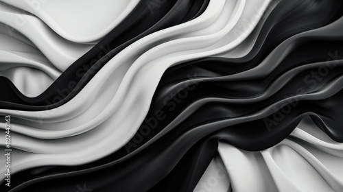 A black and white image of a long, flowing piece of fabric