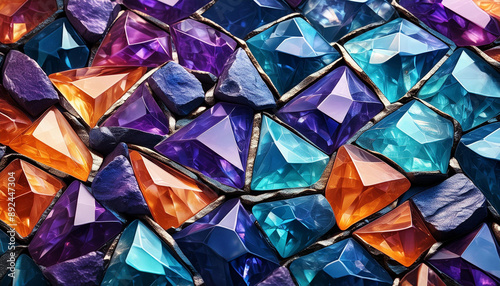 Stunning close up vibrant colorful gemstones texture background. Brilliant hues. Abstract aesthetic