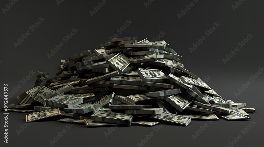 big pile of money american dollar bills without shadow 3d. big pile of money american dollar bills without shadow 3d.