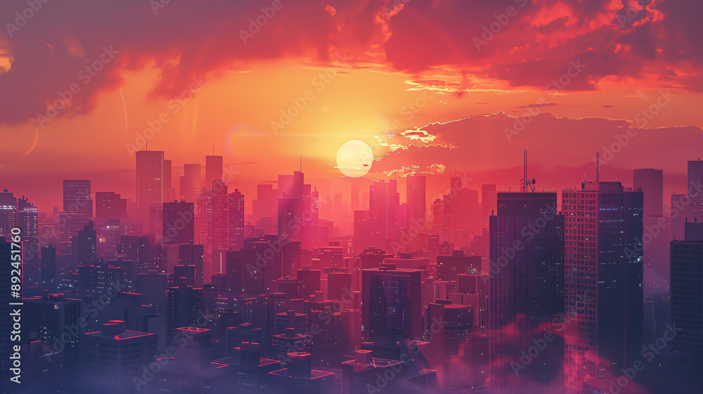 Fototapeta premium Sun rise in the city background and wallpaper