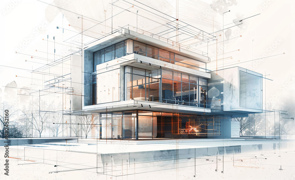 Modern House Architectural Blueprint. Modern House Architectural Blueprint.