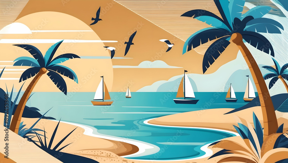 Obraz premium beach with palm trees