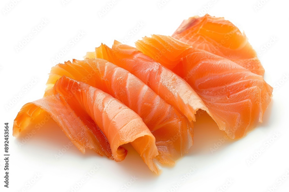 sliced salted salmon isolated on white backrgound - generative ai sliced salted salmon isolated on white backrgound - generative ai