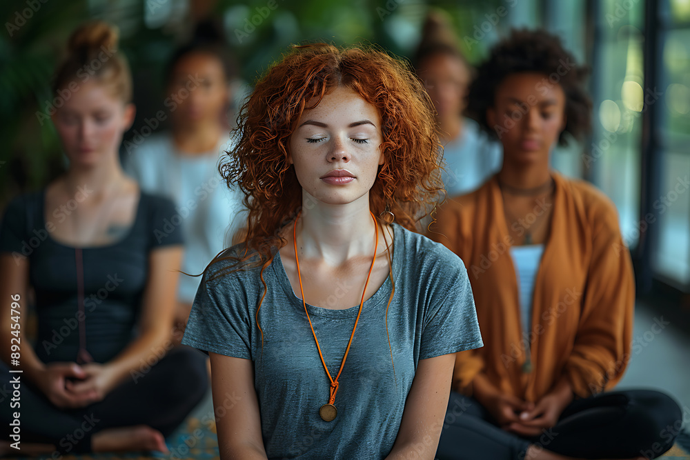 Individuals practicing meditation and yoga to enhance mental clarity, reduce stress, improve flexibility, and promote overall well-being through mindfulness and physical postures Individuals practicing meditation and yoga to enhance mental clarity, reduce stress, improve flexibility, and promote overall well-being through mindfulness and physical postures