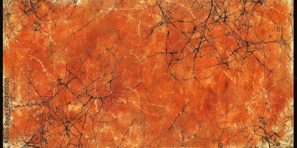 Abstract Orange Texture with Black Veins