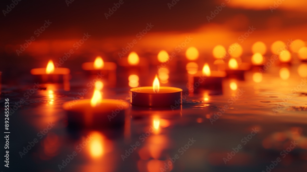 candles softly glow in a tranquil setting, symbolizing mindfulness and inner reflection in a spiritual concept banner candles softly glow in a tranquil setting, symbolizing mindfulness and inner reflection in a spiritual concept banner