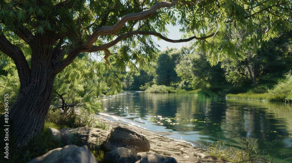 Fototapeta premium Tranquil Riverside Scene
