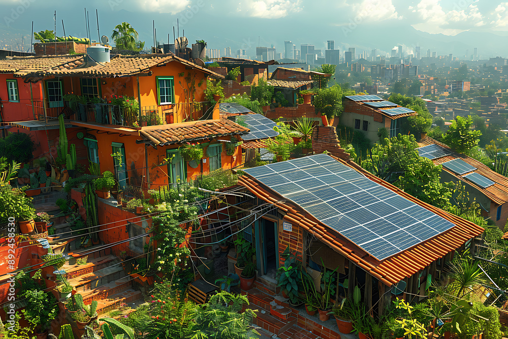 Solar panels on rooftops harnessing renewable energy to reduce carbon emissions and promote sustainable living in urban areas Solar panels on rooftops harnessing renewable energy to reduce carbon emissions and promote sustainable living in urban areas