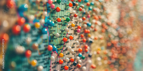 The Electoral College: A board filled with colored pins, showing the distribution of electoral votes across the country.