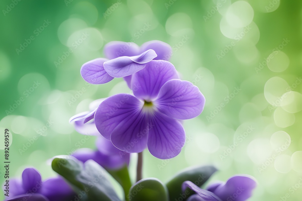 African violet green bokeh background, AI Generated African violet green bokeh background, AI Generated