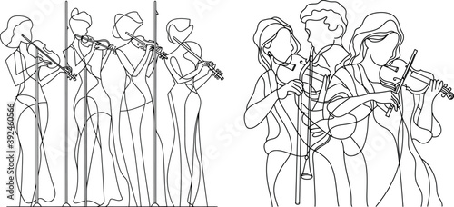 Continua karaoke with people singing. Three women with microphones sing a trio.