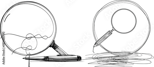 A magnifying glass with one continuous line.