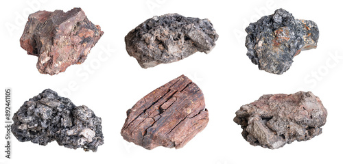 volcanic rock on white isolated background