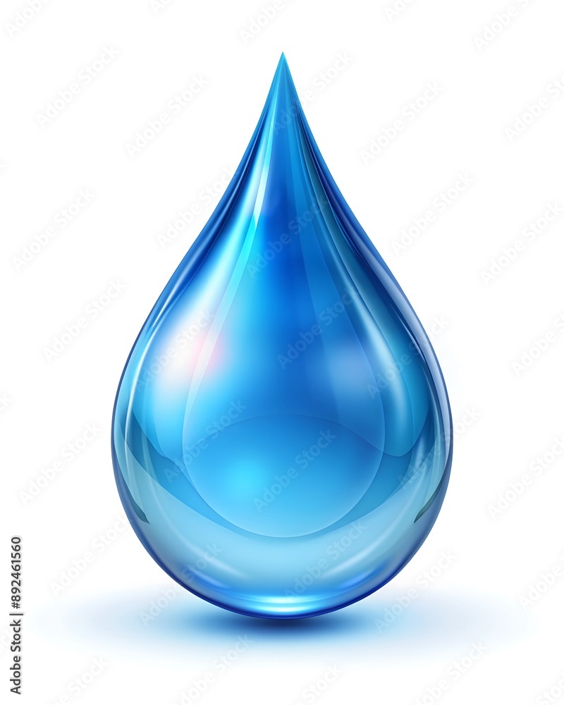 Blue water droplet isolated on white background. Vector realistic water droplet of drug or collagen essence. Water drop Blue water droplet isolated on white background. Vector realistic water droplet of drug or collagen essence. Water drop