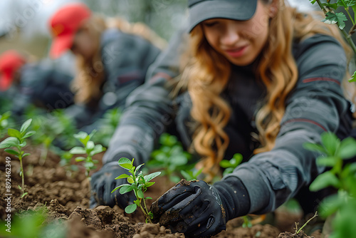 Volunteers planting trees in urban areas to combat climate change and enhance green spaces