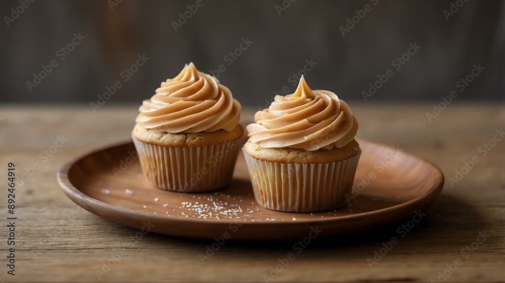 an image of a single perfectly frosted salted caramel background an image of a single perfectly frosted salted caramel background