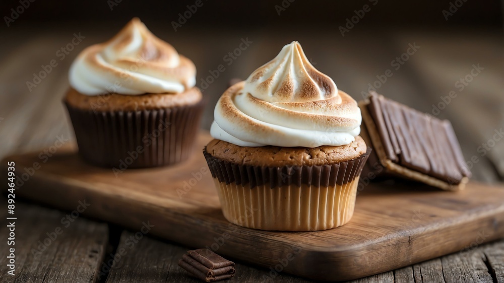 an image of a single perfectly frosted smores cupcake background an image of a single perfectly frosted smores cupcake background