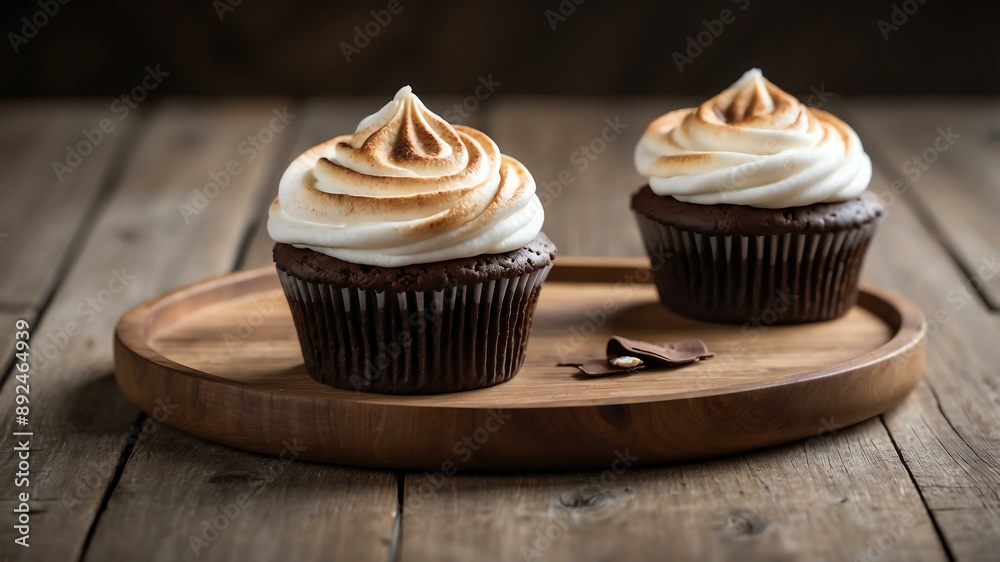 an image of a single perfectly frosted smores cupcake background an image of a single perfectly frosted smores cupcake background