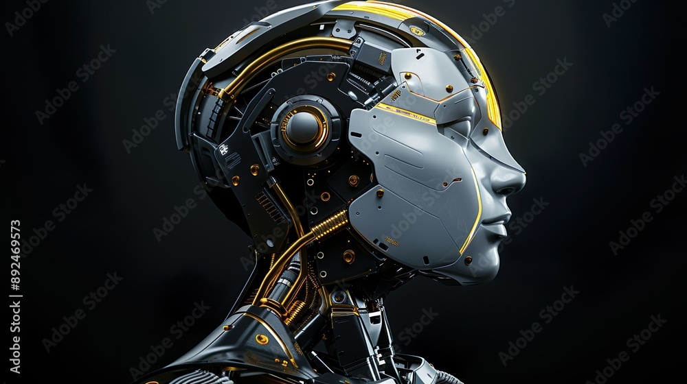 Fototapeta premium Cybernetic Humanoid Robot with Detailed Mechanical Components and Circuits